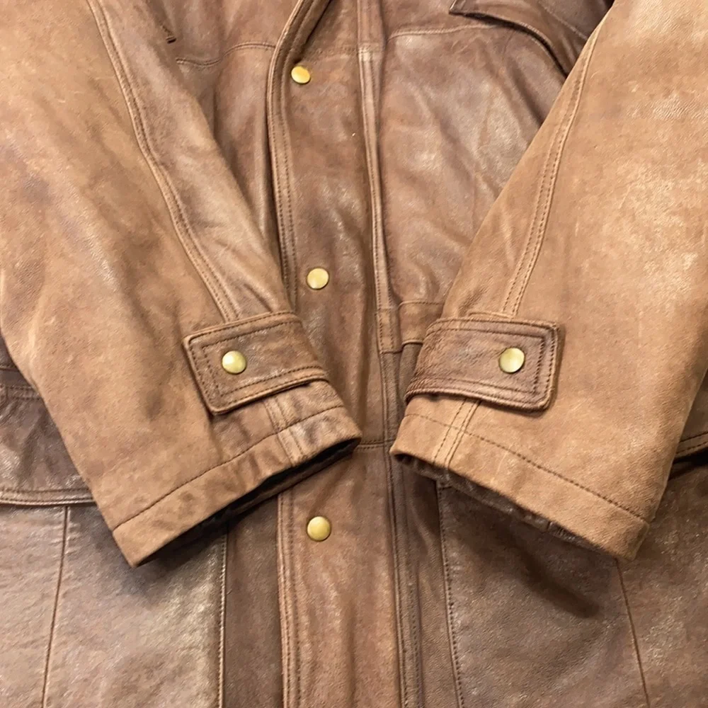 Vintage Eddie Bauer Leather Goose Down Heavy Jacket Size Large